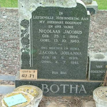 BOTHA Nicolaas Jacobus 1894-1963 &amp; Jacoba Johanna 1899-1981
