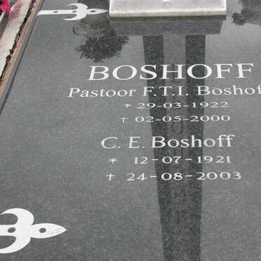 BOSHOFF F.T.I. 1922-2000 &amp; C.E. 1921-2003