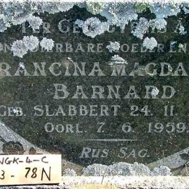 BARNARD Francina Magdalena nee SLABBERT 1886-1959