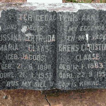 CLAASE Erens Christiaan 1883-1952 &amp; Sussana Gertruda Maria JACOBS 1880-1953