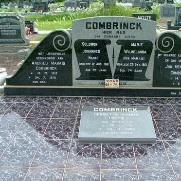 COMBRINCK Solomon Johannes -1961 &amp; Marie Wilhelmina MARAIS -1961