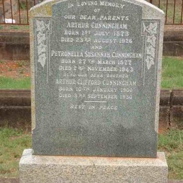 CUNNINGHAM Arthur 1873-1926 &amp; Petronella Susannah VAN NIEKERK :: CUNNINGHAM Arthur Clifford 1900-1930