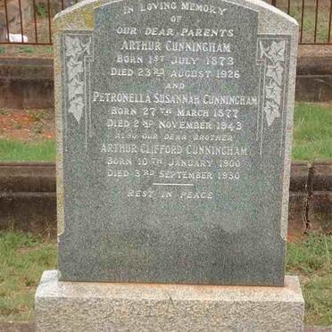 CUNNINGHAM Arthur 1873-1926 &amp; Petronella Susannah VAN NIEKERK :: CUNNINGHAM Arthur Clifford 1900-1930