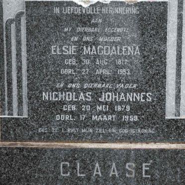 CLAASE Nicholas Johannes 1879-1959 &amp; Elsie Magdalena 1877-1953