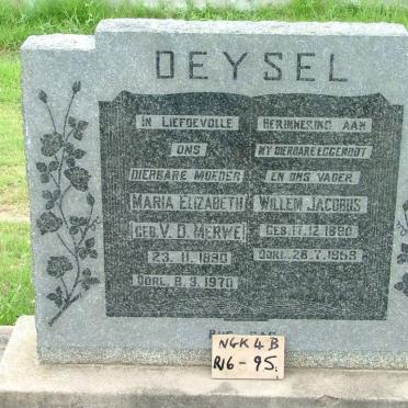 DEYSEL Willem Jacobus 1890-1959 &amp; Maria Elizabeth V.D. MERWE 1890-1970