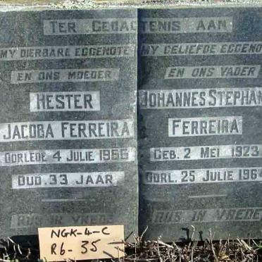 FERREIRA Johannes Stephanus 1923-1964 &amp; Hester Jacoba -1955