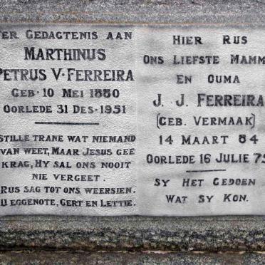 FERREIRA Petrus V. 1880-1951 &amp; J.J. VERMAAK 1884-1975