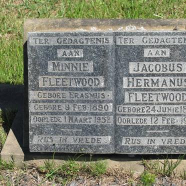 FLEETWOOD Jacobus Hermanus 1889-1976 &amp; Minnie ERASMUS 1890-1952
