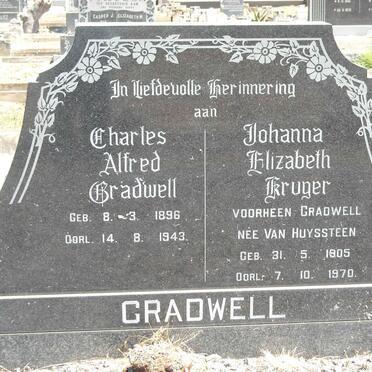 GRADWELL Charles Alfred 1896-1943 &amp; Johanna Elizabeth KRUGER voorheen GRADWELL nee VAN HUYSTEEN 1905-1970