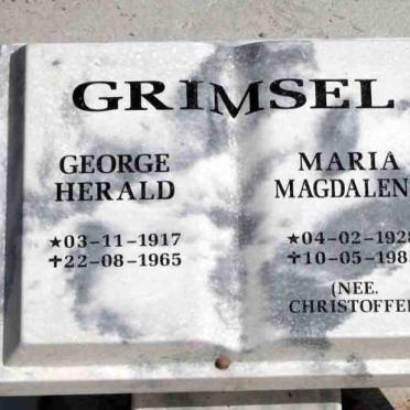 GRIMSEL George Herald 1917-1965 &amp; Maria Magdalena CHRISTOFFEL 1928-1985