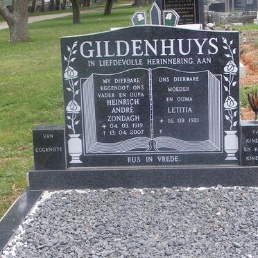 GILDENHUYS Heinrich André Zondagh 1919-2007 &amp; Letitia 1921-