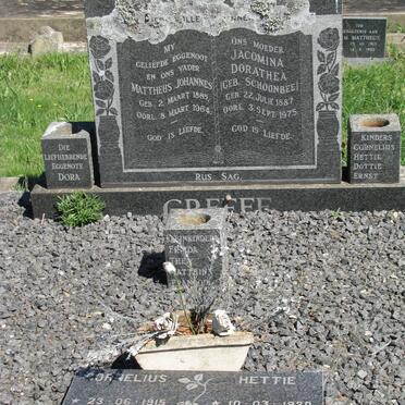 GREEFF Mattheus Johannes 1885-1964 &amp; Jacomina Dorathea SCHOONBEE 1887-1975 :: GREEFF Cornelius 1915-1989 &amp; Hettie 1920-1