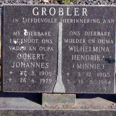 GROBLER Ockert Johannes 1905-1979 &amp; Wilhelmina Hendrika 1905-1984