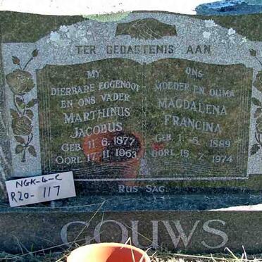 GOUWS Marthinus Jacobus 1877-1963 &amp; Magdalena Francina 1889-1974