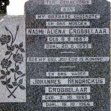 GROBBELAAR Johannes Hendrickus 1885-1966 &amp; Naomi Aliena 1887-1953