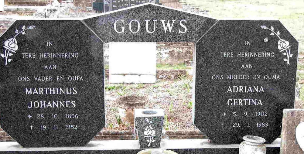 GOUWS Marthinus Johannes 1896-1952 &amp; Adriana Gertina 1902-1983