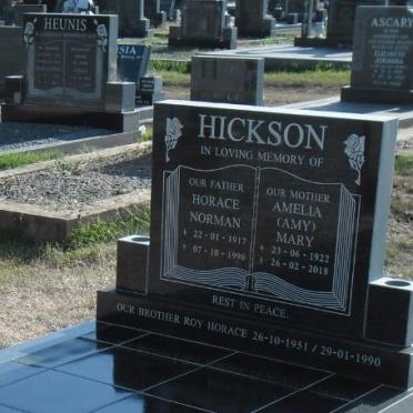 HICKSON Horace Norman 1917-1996 & Amelia Mary 1922-2018 :: HICKSON Roy Horace 1951-1990