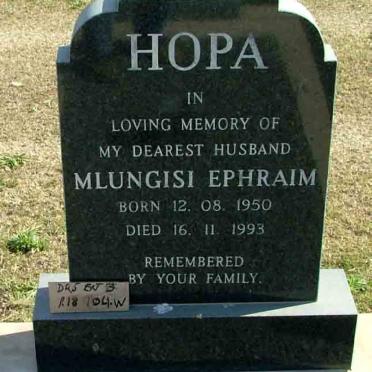 HOPA Mlungisi Ephraim 1950-1993