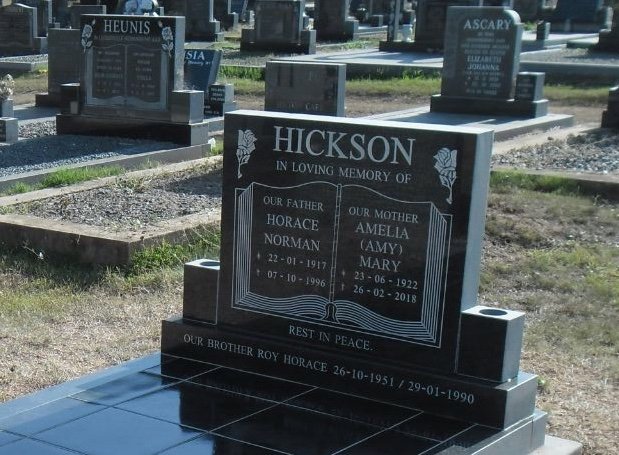 HICKSON Horace Norman 1917-1996 & Amelia Mary 1922-2018 :: HICKSON Roy Horace 1951-1990