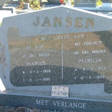 JANSEN Marius 1968-1990 &amp; Patricia 1953-1989