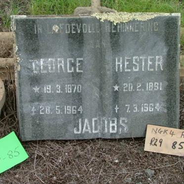 JACOBS George 1870-1964 &amp; Hester 1891-1964