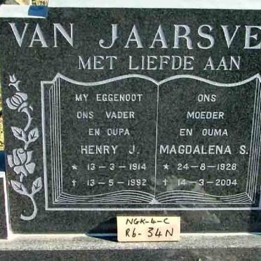 JAARSVELD Henry J. van 1914-1992 &amp; Magdalena S. 1928-2004