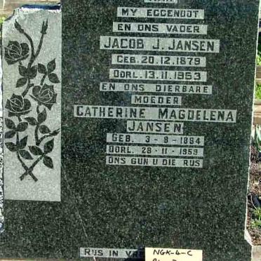JANSEN Jacob J. 1879-1953 &amp; Catherine Magdelena 1884-1959