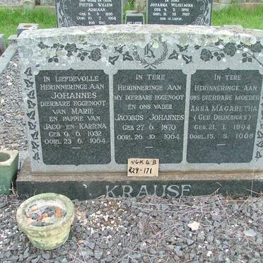 KRAUSE Jacobus Johannes 1870-1964 &amp; Anna Margaretha DIEDERICKS 1894-1968 :: KRAUSE Johannes 1932-1964