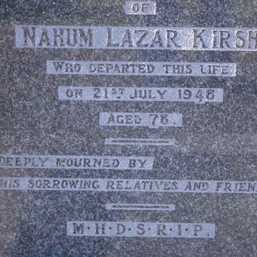 KIRSH Nahum Lazar -1948