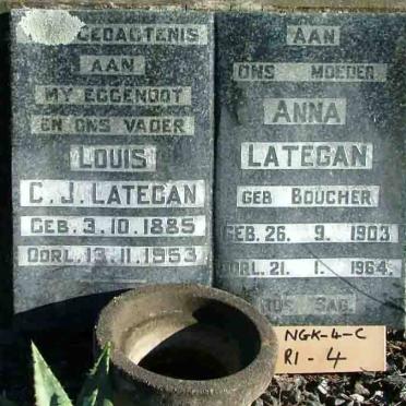 LATEGAN Louis C.J. 1885-1953 &amp; Anna BOUCHER 1903-1964