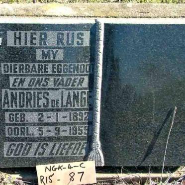 LANGE Andries, de 1892-1955