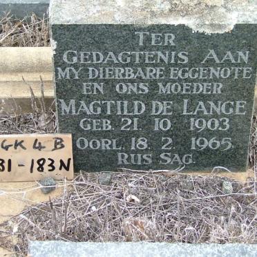 LANGE Magtild, de 1903-1965