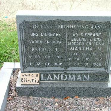 LANDMAN Petrus J. 1911-1992 &amp; Martha M. DELPORT 1912-1986