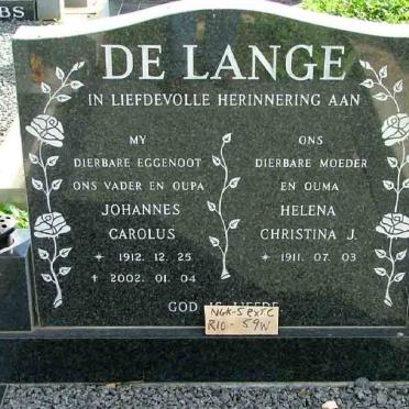 LANGE Johannes Carolus, de 1912-2002 &amp; Helena Christina 1911-