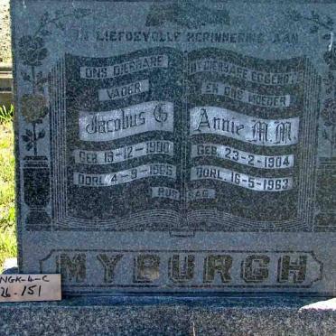 MYBURGH Jacobus G. 1900-1965 &amp; Annie M.M. 1904-1963