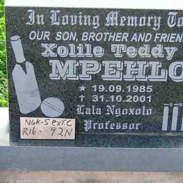 MPEHLO Xolile Teddy 1985-2001
