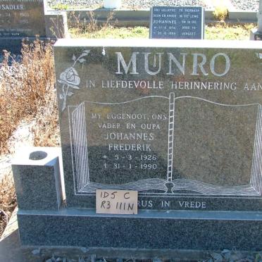 MUNRO Johannes Frederik 1926-1990