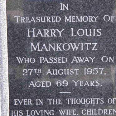MANKOWITZ Harry Louis -1957