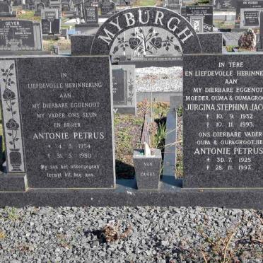MYBURGH Antonie Petrus 1925-1997 &amp; Jurgina Stephina Jacoba 1932-1993 :: MYBURGH Antonie Petrus 1954-1980