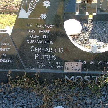 MOSTERT Gerhardus Petrus 1921-1989