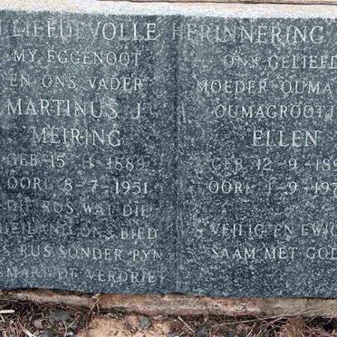 MEIRING Martinus J. 1889-1951 &amp; Ellen 1893-1974