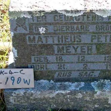 MEYER Mattheus Petrus 1910-1965