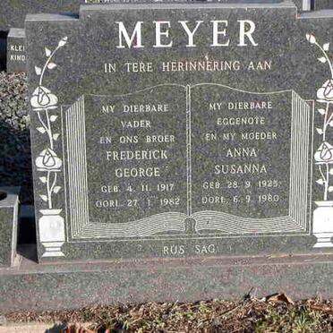 MEYER Frederick George 1917-1982 &amp; Anna Susanna 1925-1980