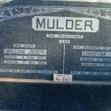 MULDER William Joseph 1900-1964 &amp; Christina Anna 1908-1954