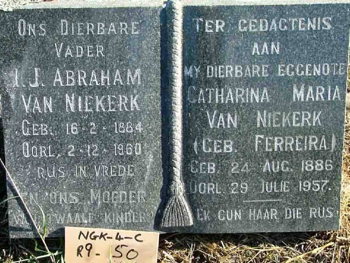 NIEKERK I. J. Abraham, van 1884-1960 &amp; Catharina Maria FERREIRA 1886-1957