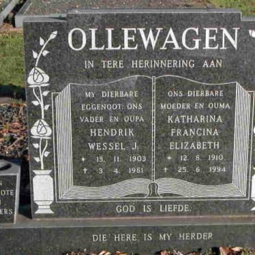 OLLEWAGEN Hendrik Wessel J. 1903-1981 &amp; Katharina Francina Elizabeth 1910-1994