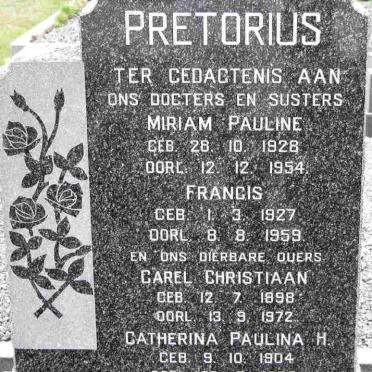 PRETORIUS Carel Christiaan 1898-1972 &amp; Catherina Paulina H. 1904-1976