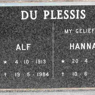 PLESSIS Alf, du 1913-1984 &amp; Hanna 1907-1981