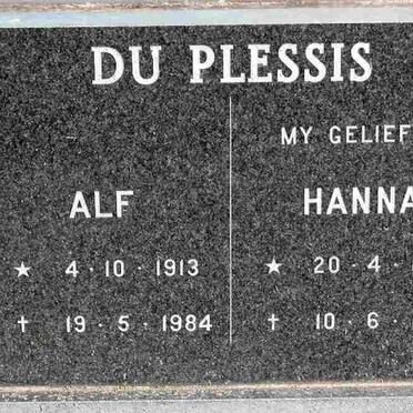 PLESSIS Alf, du 1913-1984 &amp; Hanna 1907-1981