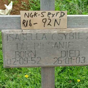 PIESANIE Isabella Sybil, du 1952-2003